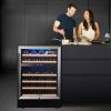 SOTOLA 24 Inch 46 Bottle Dual Zone Wine Cooler with Clear Glass Door and Advanced Cooling System