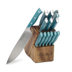 Pioneer Signature 14-Piece Stainless Steel Knife Block Set, Teal