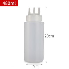 Plastic Sauce Squeezer Three Holes Jam Squeeze Bottle Sauce Bottle (Option: Three Hole White 16oz480ml)