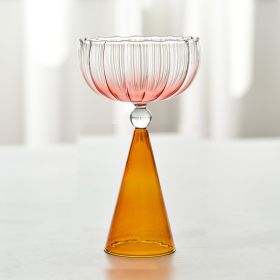 Water Ripple Glass Cocktail Glass (Option: Pink Orange Base220ml)