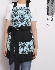 Printed Apron Antifouling Supermarket Overalls Women's Kitchen (Option: Blue Bottom And Black Flower-Children's Style)