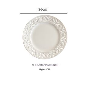 Hollow Relief Plate Afternoon Tea Tableware Dessert Plate Western Cuisine Plate Dim Sum Plate West Point Plate (Option: 10 Inch Embossed Hollow Plate)