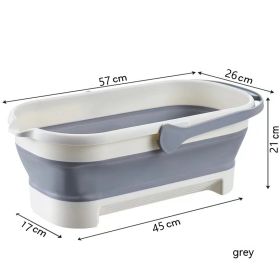 Collapsible Bucket Plastic Mop Water Storage Household Disposable (Option: Grey-large)