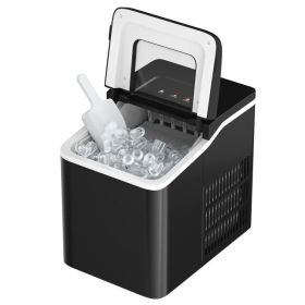 26lbs/24h Portable Countertop Ice Maker Machine with Scoop (Color: black)