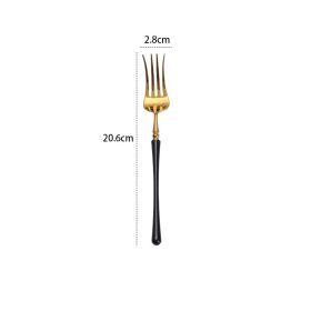 Stainless Steel 304 Knife, Fork And Spoon Tableware Black Gold (Option: Dinner Fork Black Gold)