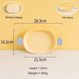 Cream Color Binaural Ceramic Ovenware (Option: Yellow Large Disc-Macaron Tableware)